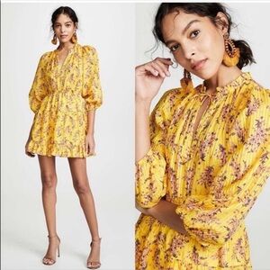 Ulla Johnson Brienne Mini Dress Yellow Lemon Sz 8